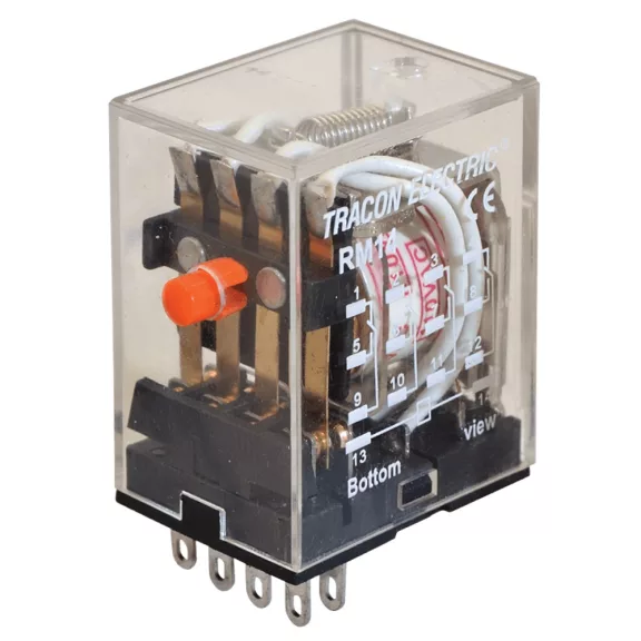 Tracon Miniatűr relé 4xCO váltóérintkező 3A-es 220V-os AC, RM14-220AC Tracon Miniatűr relé 4xCO váltóérintkező 3A-es 220V-os AC, RM14-220AC