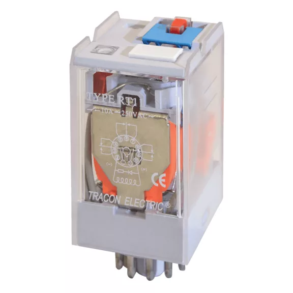 Tracon Ipari teljesítmény relé 3 váltóérintkező 10A-es 48V-os DC, RT11-48DC Tracon Ipari teljesítmény relé 3 váltóérintkező 10A-es 48V-os DC, RT11-48DC