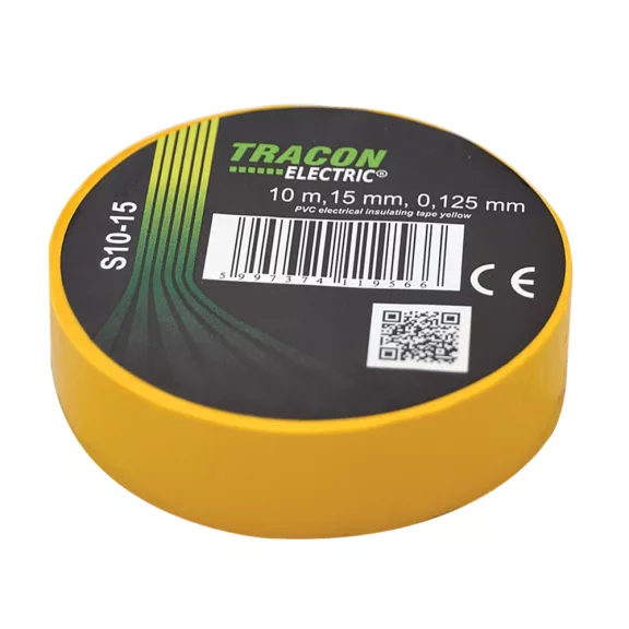 Tracon S10-15 Szigetelőszalag, sárga Tracon S10-15 Szigetelőszalag, sárga