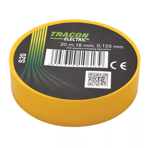 Tracon S20 Szigetelőszalag, sárga Tracon S20 Szigetelőszalag, sárga