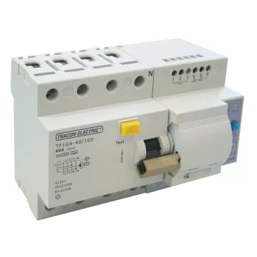 Tracon Áram-védőkapcsoló (FI relé) visszakapcsoló automatikával TFIG 4P 80A/100mA, A/AC típus, 