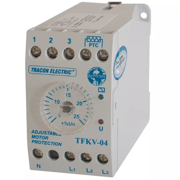 Tracon Védőrelé, feszültségfigyelő relé 3 fázisra aszim/túlmel. véd, TFKV-04 Tracon Védőrelé, feszültségfigyelő relé 3 fázisra aszim/túlmel. véd, TFKV-04