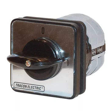   Tracon Tokozatlan főkapcsoló, BE-KI, 25A, 4P, 7.5kW, 48x48mm, 90°, TK-259/4