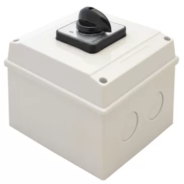   Tracon Tokozott választókapcsoló, 0-1-2, 25A, 2x3P, 7.5kW, 48x48mm, 60°, TKB-256/3T65