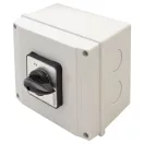 Tracon Tokozott választókapcsoló, 0-1-2, 25A, 2x3P, 7.5kW, 48x48mm, 60°, TKB-256/3T65 Tracon Tokozott választókapcsoló, 0-1-2, 25A, 2x3P, 7.5kW, 48x48mm, 60°, TKB-256/3T65