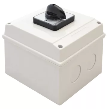   Tracon Tokozott választókapcsoló, 0-1-2, 25A, 2x3P, 7.5kW, 48x48mm, 90°, TKB-259/3T65