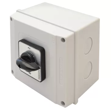   Tracon Tokozott választókapcsoló, 0-1-2, 25A, 2x3P, 7.5kW, 48x48mm, 90°, TKB-259/3T65