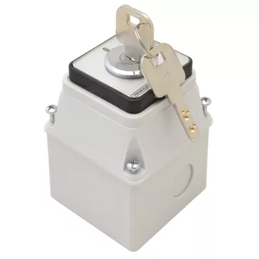   Tracon Tokozott főkapcsoló, kulcsos, BE-KI, 20A, 4P, 5.5kW, 48x48mm, TKFK-20T