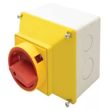   Tracon Tokozott tűzvédelmi főkapcsoló, lakatolható, BE-KI, 20A, 4P, 5.5kW, 48x48mm, TKFL-20T