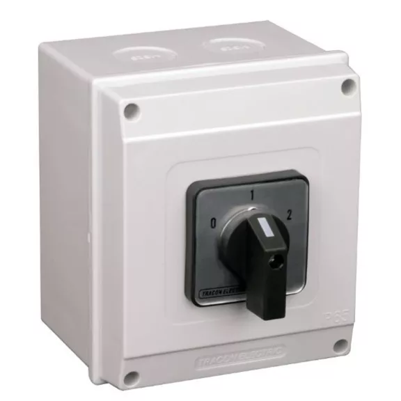 Tracon Tokozott dahlander motor főkapcsoló, 25A, 7.5kW, 48x48mm, TKM-25/DT65 Tracon Tokozott dahlander motor főkapcsoló, 25A, 7.5kW, 48x48mm, TKM-25/DT65