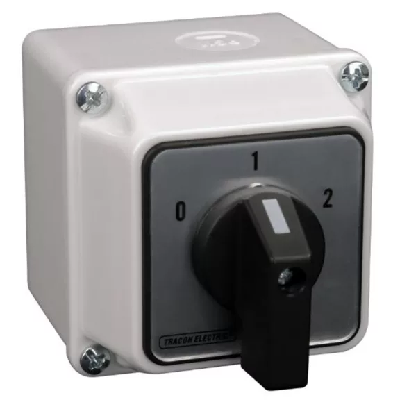Tracon Tokozott Dahlander motor főkapcsoló, 32A, 11kW, 64x64mm, TKM-32/DT65 Tracon Tokozott Dahlander motor főkapcsoló, 32A, 11kW, 64x64mm, TKM-32/DT65