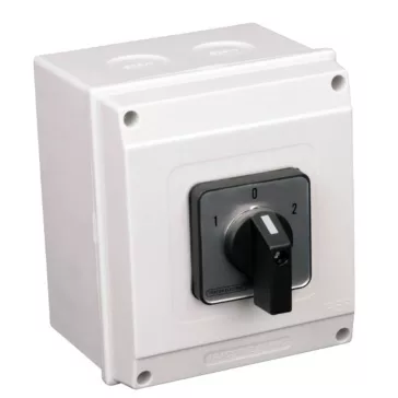  Tracon Tokozott választókapcsoló, 1-0-2, 25A, 2x3P, 7.5kW, 48x48mm, 60°, TKV-256/3T65