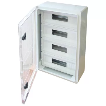 Tracon TME604020MT Műanyag elosztószekrény maszkos átlátszó ajtóval 4x17 mod, 600x400x200mm, IP
