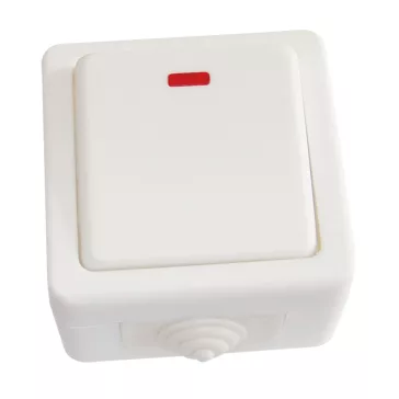   Tracon Falon kívüli 1-áramkörös kapcsoló, jelzőfénnyel 10AX/250VAC, IP54, (101), TR-PH05L