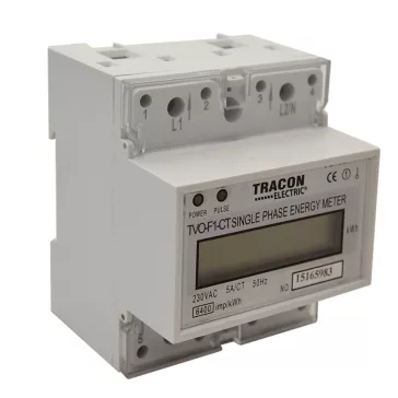   Tracon  TVO-F1-CT LCD kijelzésű egyfázisú áramváltós fogyasztásmérő