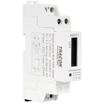   Tracon LCD kijelzésű fogyasztásmérő, közvetlen, 1 fázisú, 1 modul, TVOF11