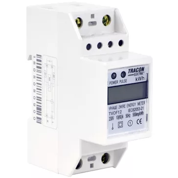   Tracon LCD kijelzésű fogyasztásmérő, közvetlen, 1 fázisú, 2 modul, TVOF12