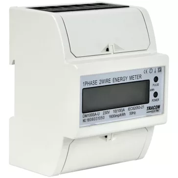   Tracon LCD kijelzésű fogyasztásmérő, közvetlen, 1 fázisú, 4 modul, TVOF14