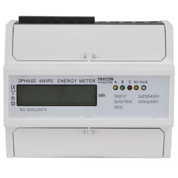   Tracon LCD kijelzésű fogyasztásmérő, közvetlen, 3 fázisú, 7 modul, TVOF37
