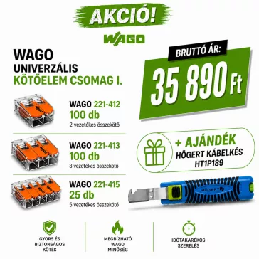 WAGO 221 univerzális vezeték összekötő csomag I. – 225 db (221-412, 221-413, 221-415) + ajándék