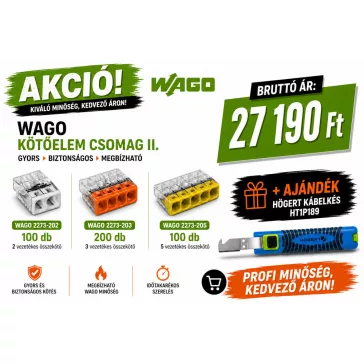 WAGO 2273 vezeték összekötő csomag iI. – 400 db (2273-202, 2273-203, 2273-205) + ajándék Högert